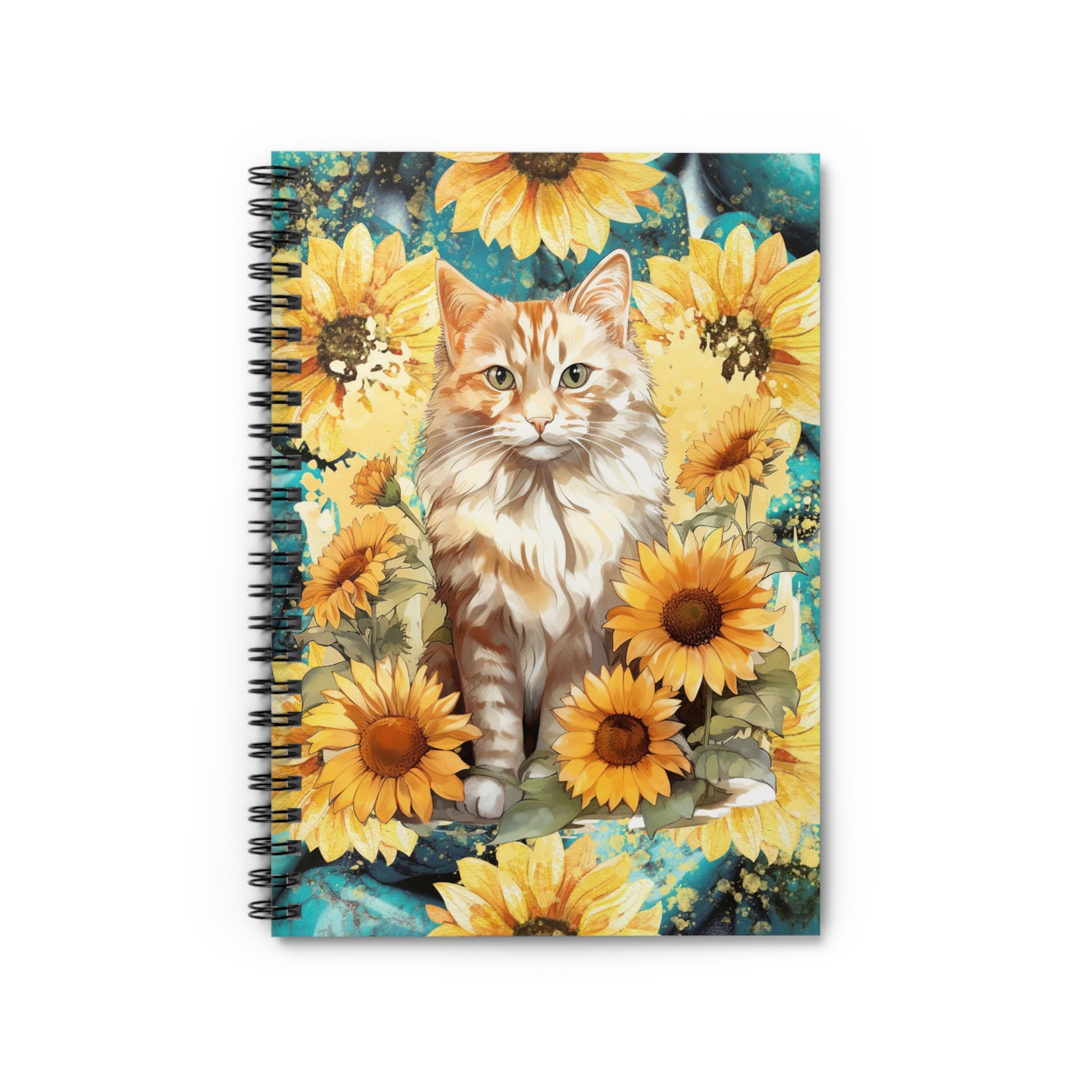 Personalized Cat Notebook, Cute Sketchbook for Girl, Lined or Unlined  Spiral Soft Cover Spiral Book, Design 17 