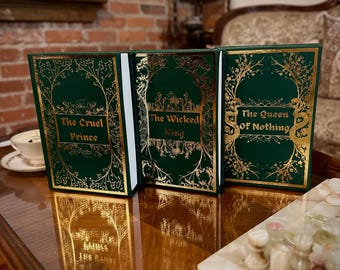 The Folk Of The Air Series by Holly Black-Custom Bookbind Special Edition -Green Faux Leather Fabric With Gold
