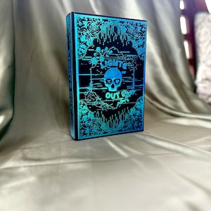 Lights Out: Bookbind By Navessa Allen- Custom BookBind With Holographic Blue Foil- black Faux Leather Fabric