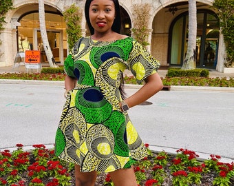 african print short flared dresses Hi-low Flare Dress African Fashion Wear - Trendy African Dresses - Beautiful African Casual Wear