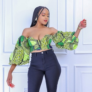 Off Shoulder African Print Women&#39;s Top