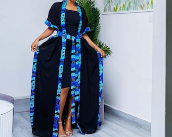 Chiffon Kimono: Oversized African Print Cover-up