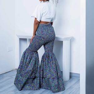 African Print Stretchy Flare Legs Pants, Ankara High-waisted Bell Bottom Pants, Ankara Flared Pants, African Pants, Flared African Pants.