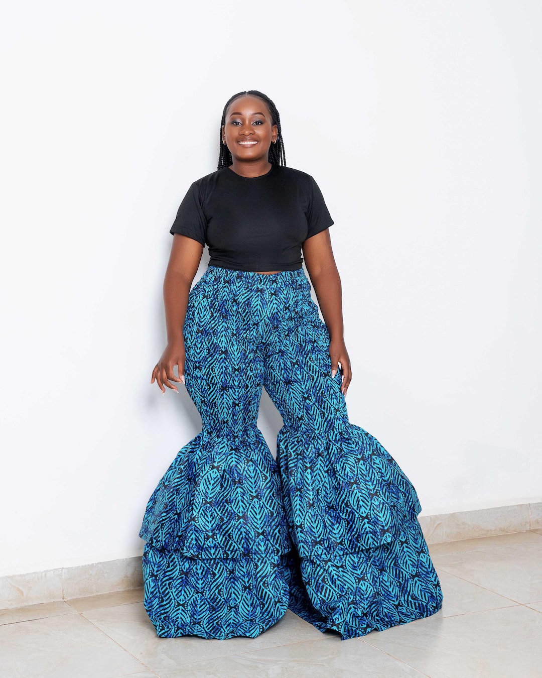 High Waisted Large Bell Bottom Pants African Print Bell Bottom