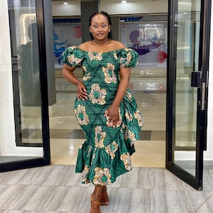 slim fit dress slacks Ankara Taji Tiered Midi Dress main image 0