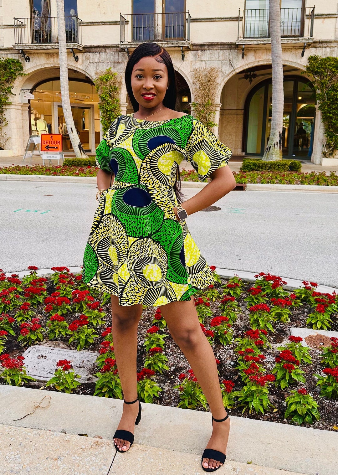 short flare african dresses Abbey Ankara Short flare Dress main image 0