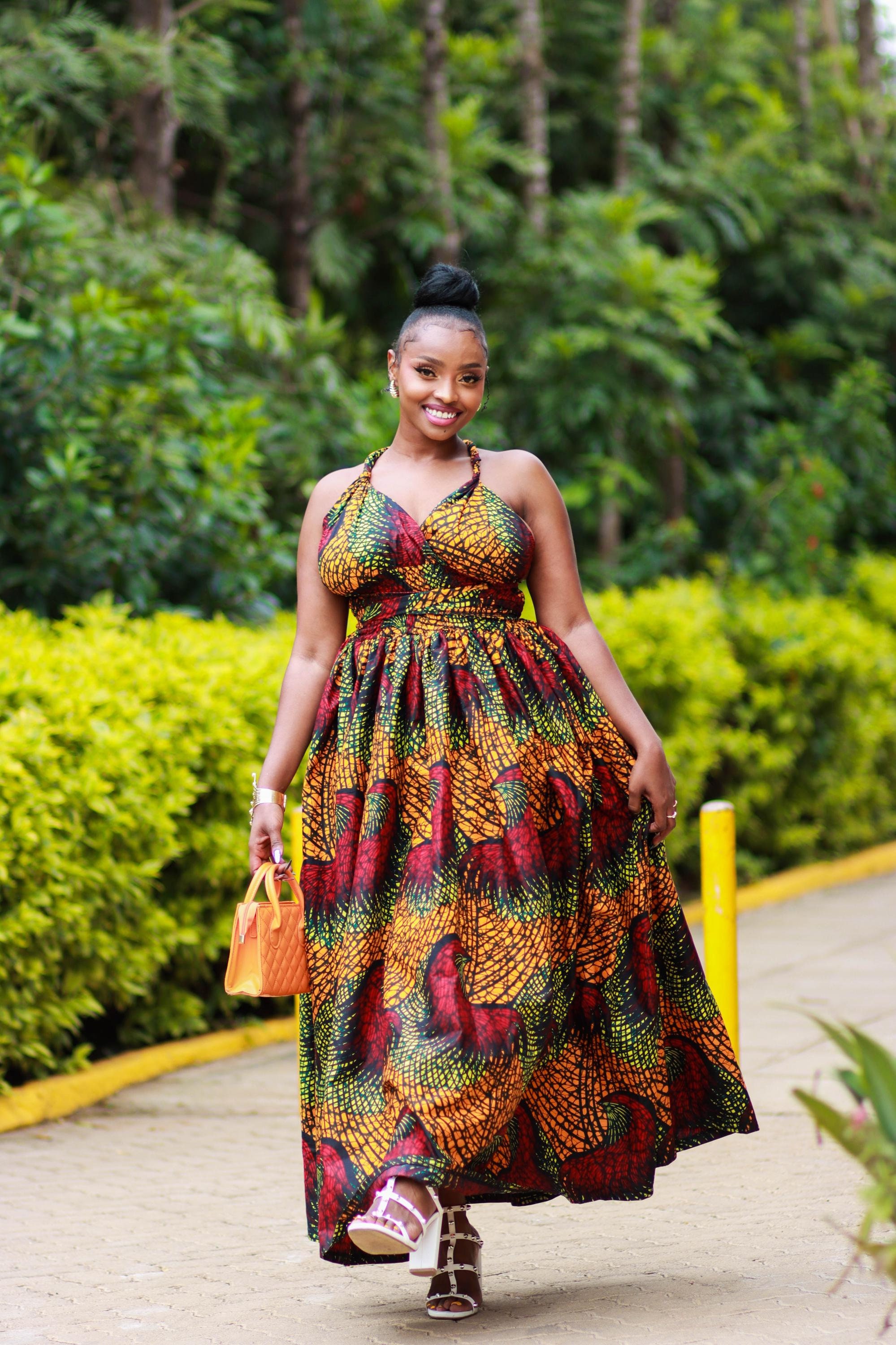 backless ankara dress Oha Backless Maxi Dress in Purple and Blue African Ankara Print 2XL