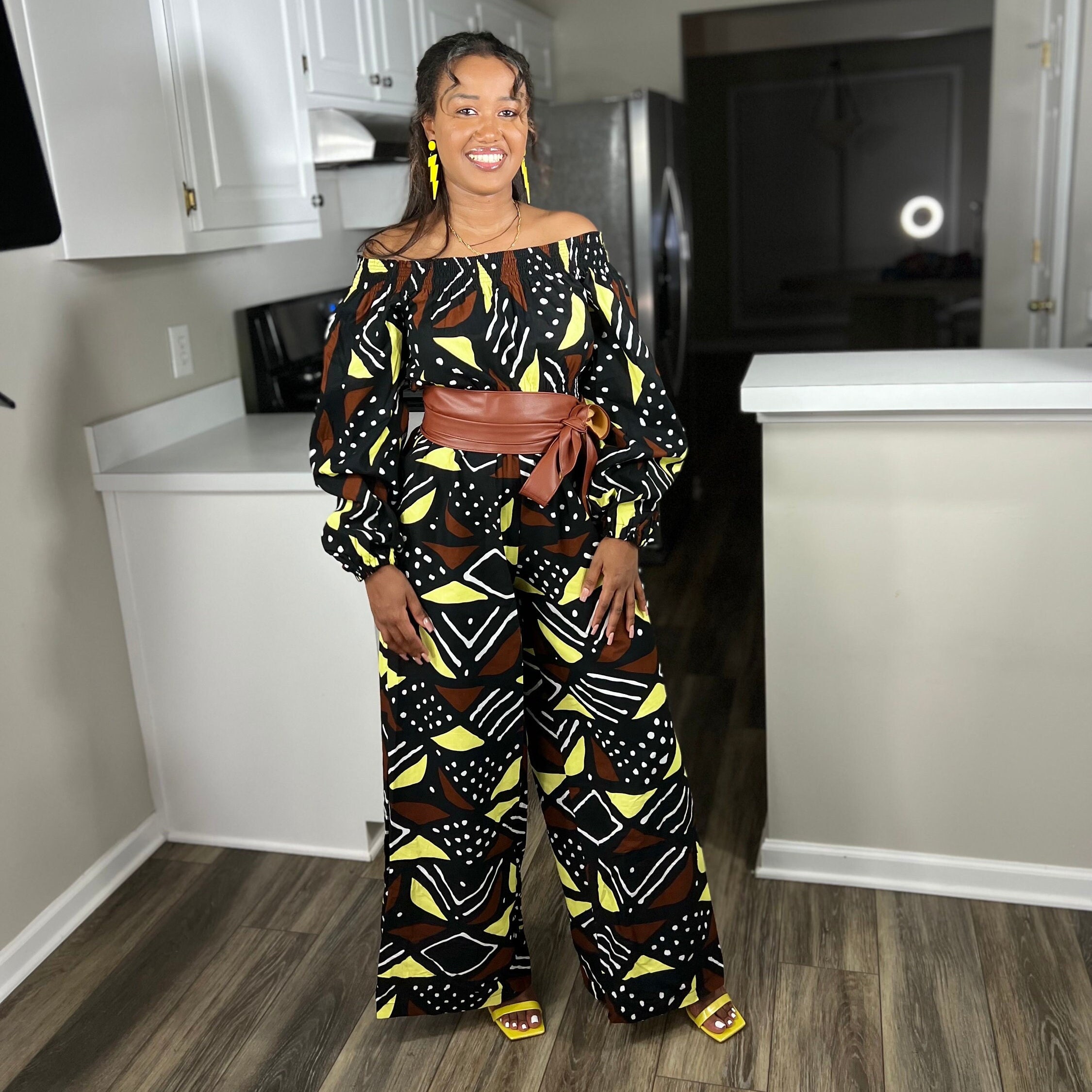 Jumpsuits, Nala African Print Mudcloth Jumpsuit