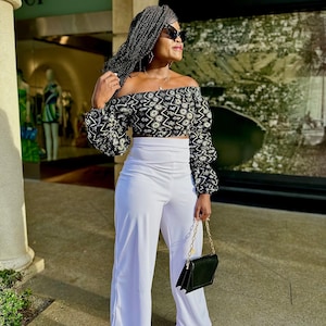 Trendy Crop Top / Summer Fashion / Women&#39;s Clothing / Off Shoulder Ankara Top / African Top / Ankara Crop Top /  Tribal Print Top