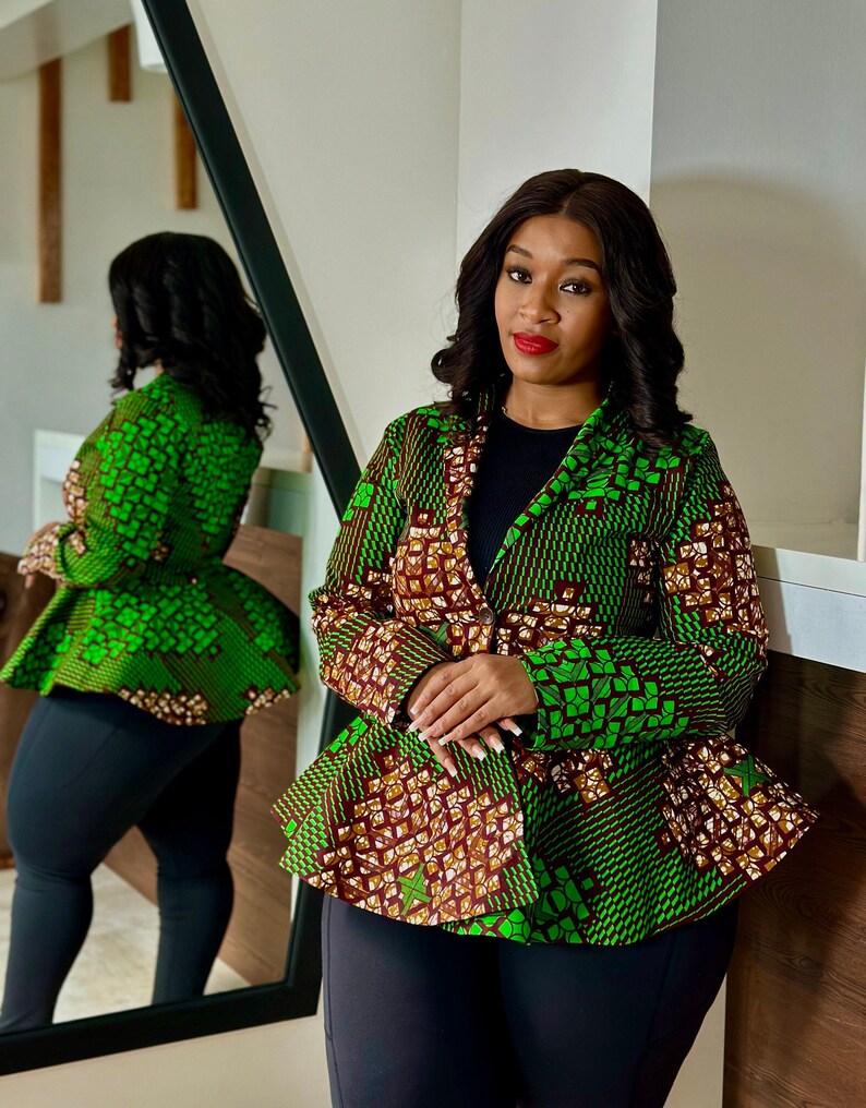 Red and Black Peplum Blazer by Katsai