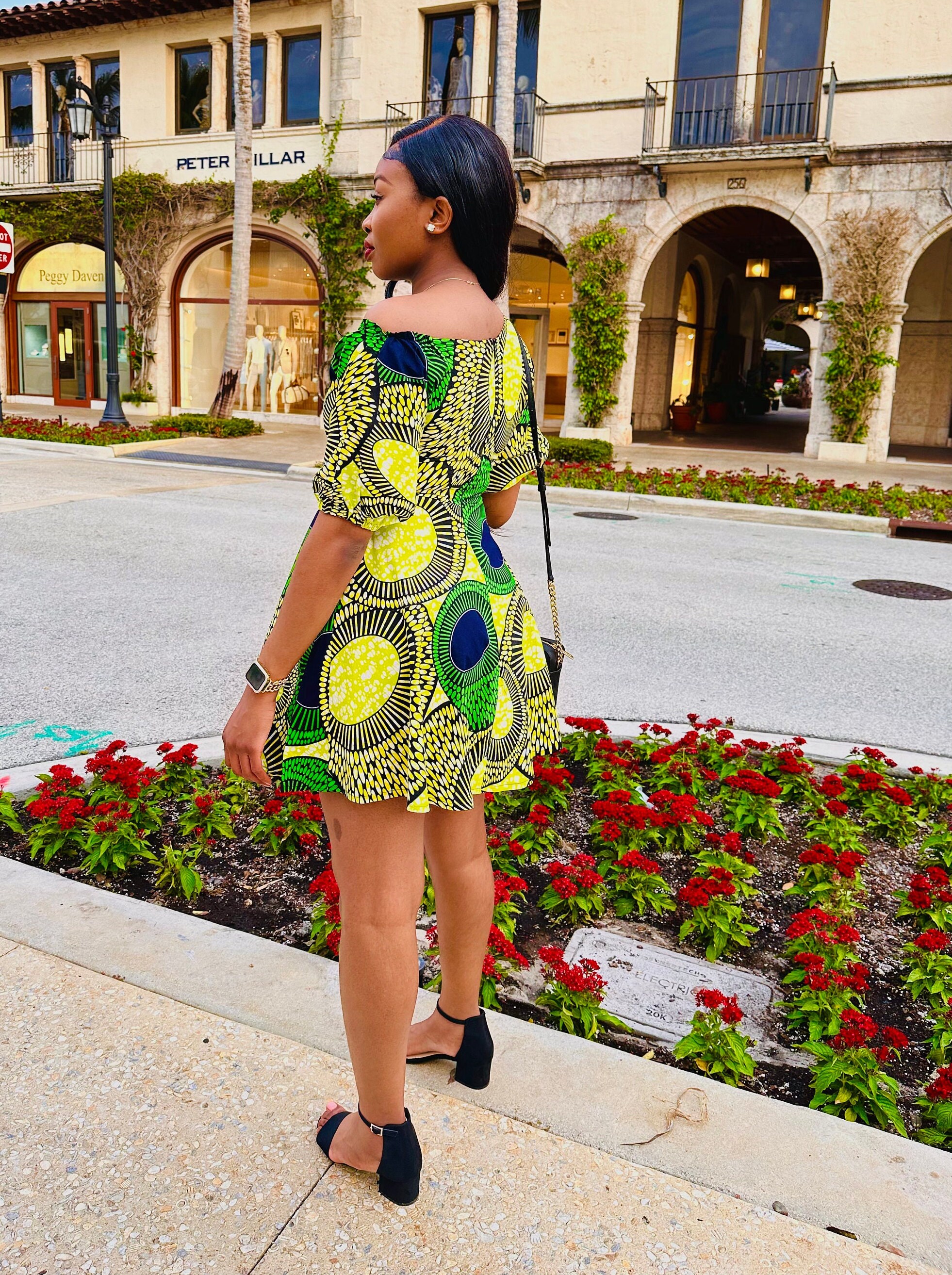 african print short flared dresses DAISHA Ankara Flared Mini Dress