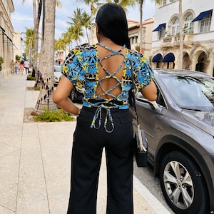 Backless top / African print top/ Ankara top/ Dashiki top/ Blue top/ Summer top
