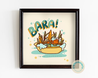 Impresión artística de baño de plantas de carpincho / Póster de animales lindos (8x8)