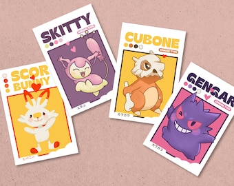 Postal de San Valentín de Pokémon: Scorbunny, Skitty, Cubone y Gengar (10x15 cm)