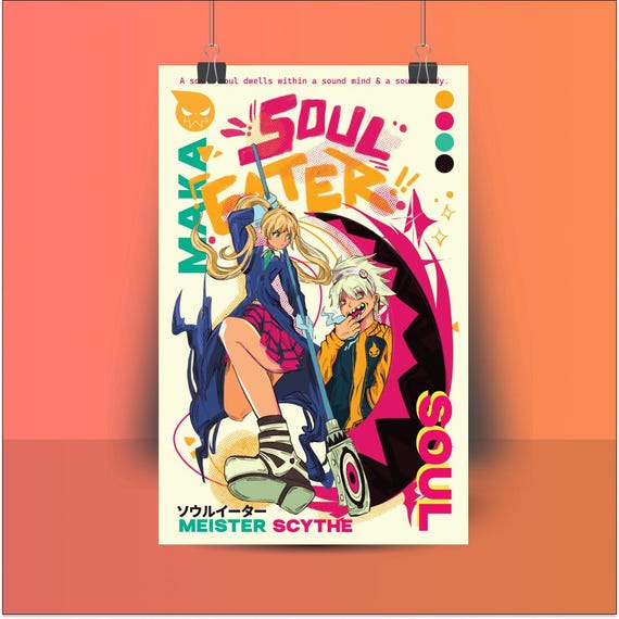 Soul Eater Anime Poster | Maka Albarn & Soul Evans Wall Art - Etsy