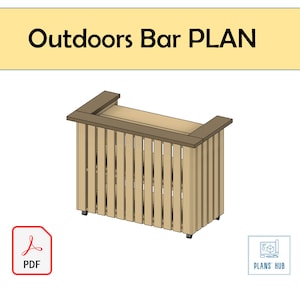 Outdoors Bar Plan W 52-1/2" x H 42" x D 28" DIY Digital Plan PDF