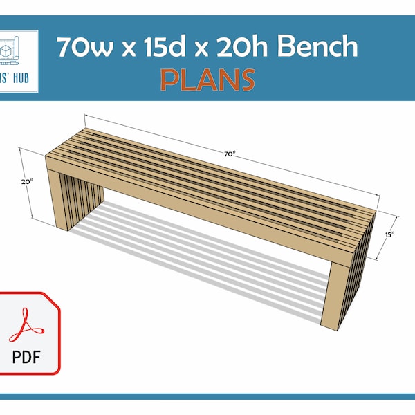 Simple 2x4 70" Long Bench Plans Outdoor Patio Furniture DYI