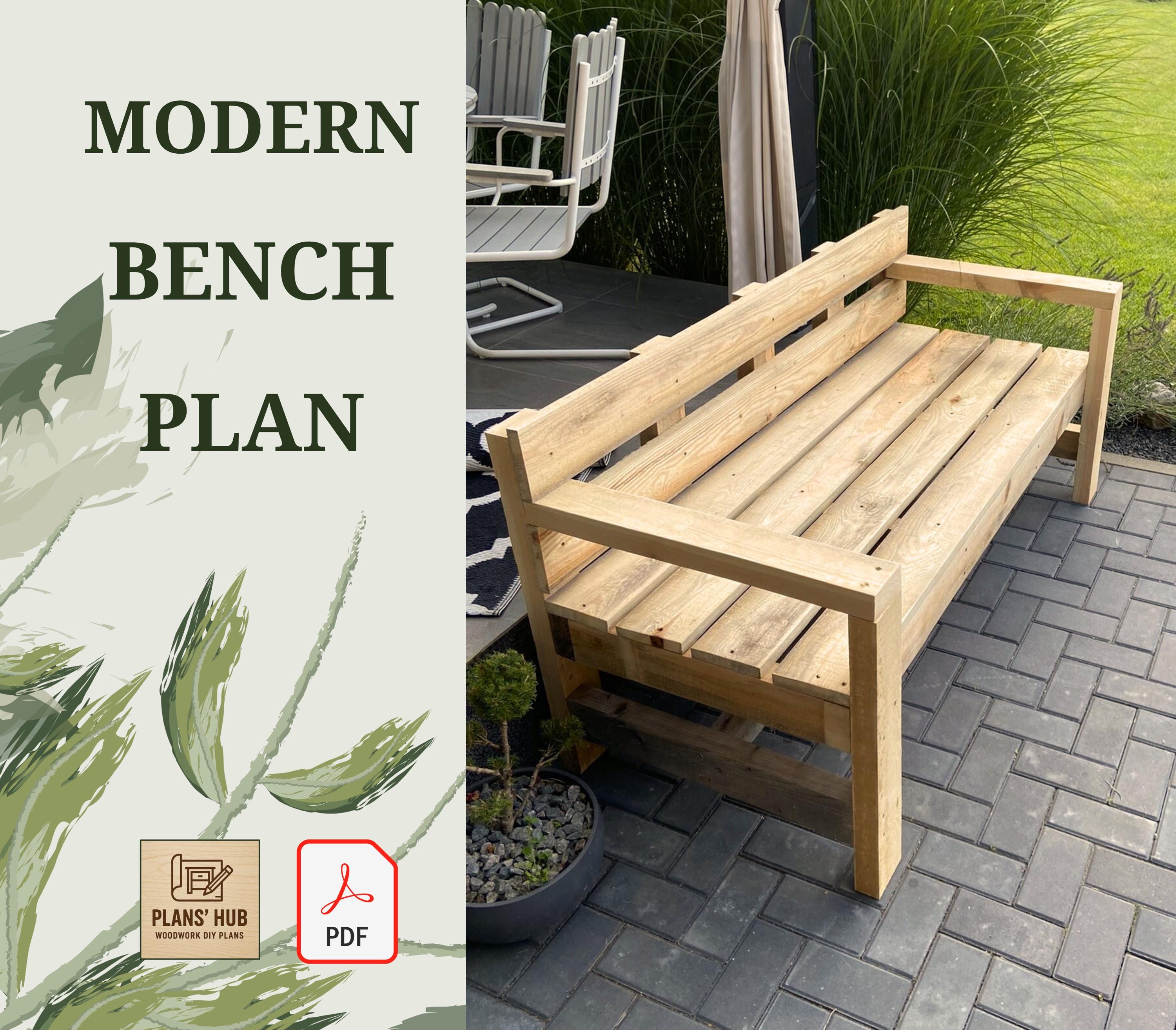 Modern Simple Bench Plan – Easy DIY Project - Etsy