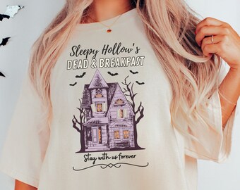 The Sleepy Hollow Dead and Breakfast Comfort Colors Shirt, Gift This Haunted House Tee to Your Traveller Friends This Halloween!