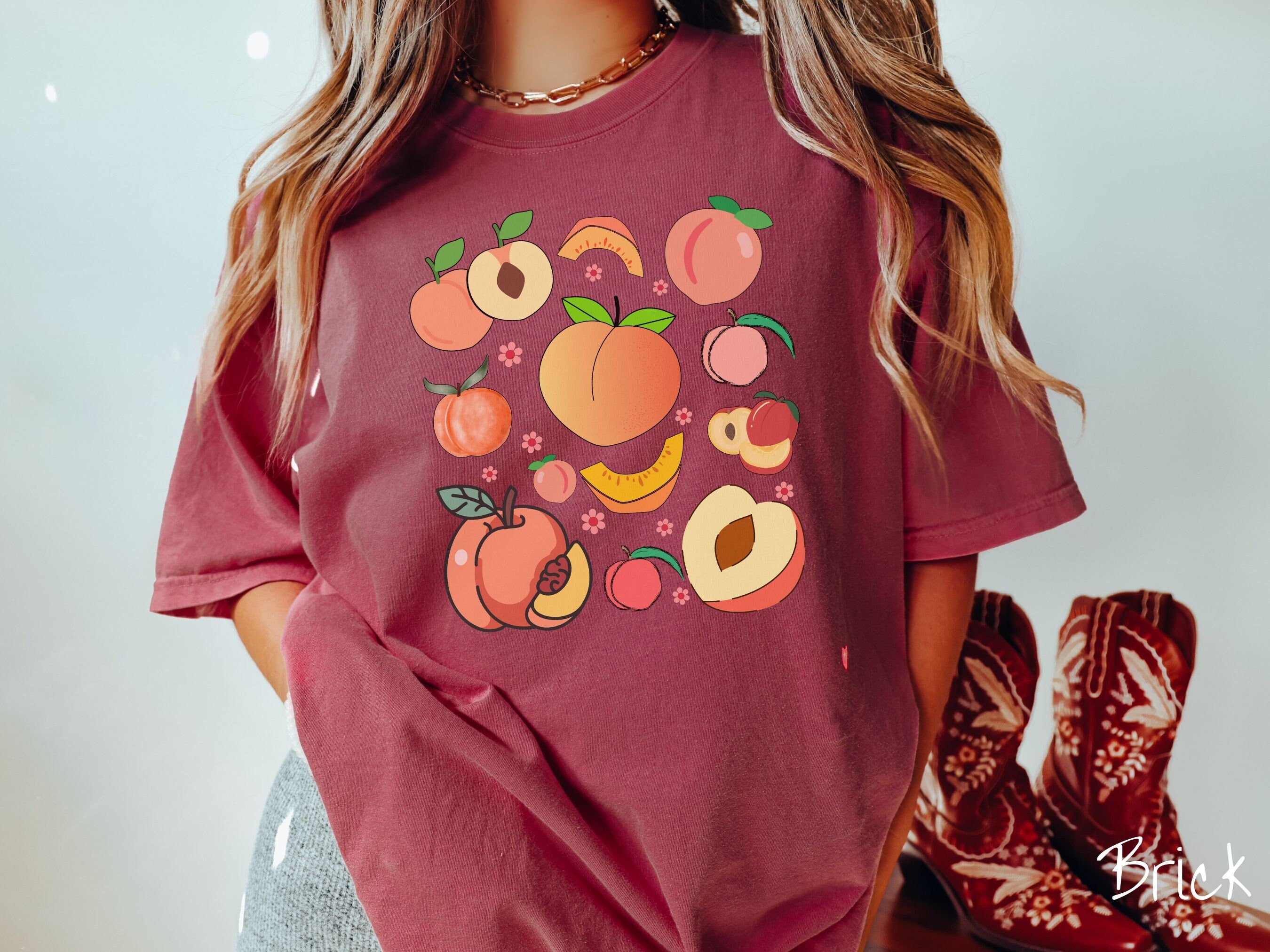The Retro Peaches Grid Comfort Colors Shirt, Gift This to Your