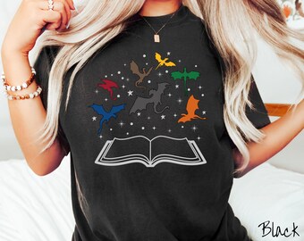 The Dragon Riders Open Book Comfort Colors Shirt, Fantasy Book Tee, Romantasy Gift T-Shirt, Bookish Dragon Tee, Fantasy World Tee