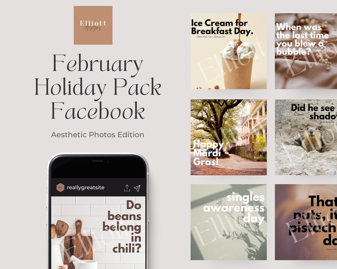 Aesthetic February Social Media Posts | Holiday Pack | Aesthetic Photos ...