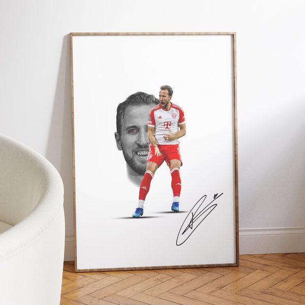 Harry Kane Poster Kane Wandkunst Fußball Poster Fußball Geschenk Harry Kane Fußball Wandkunst Poster für Schlafzimmer Fußball Kane Wanddeko