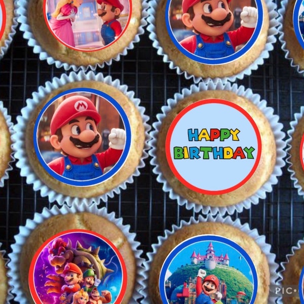 Super Mario Cupcake Toppers, Essbare Cupcake Toppers, Super Mario Geburtstagsdeko,