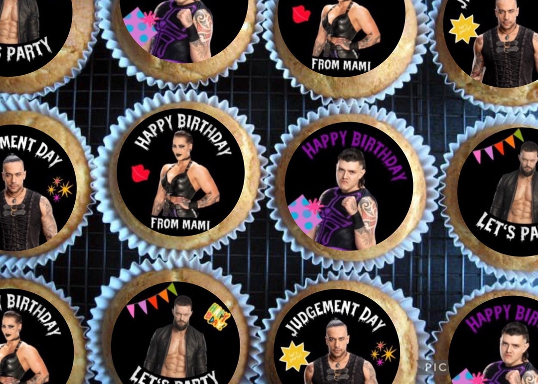 WWE Edible Cupcakes Toppers, the Judgement Day Edible Cupcake Toppers, Judgement Day Birthday