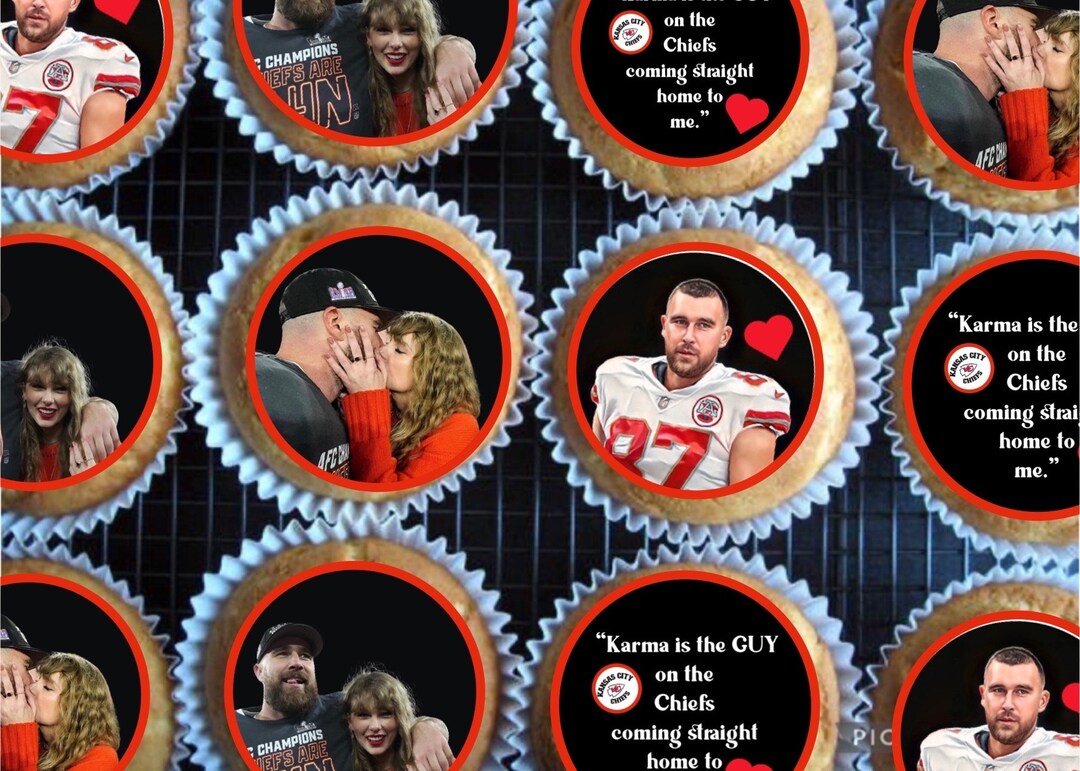 thumbnail interactive-video image 1 of Kansas City Chiefs Edible Image Toppers - Pre-Cut Round Cupcake & Cake Stickers 1 of 6