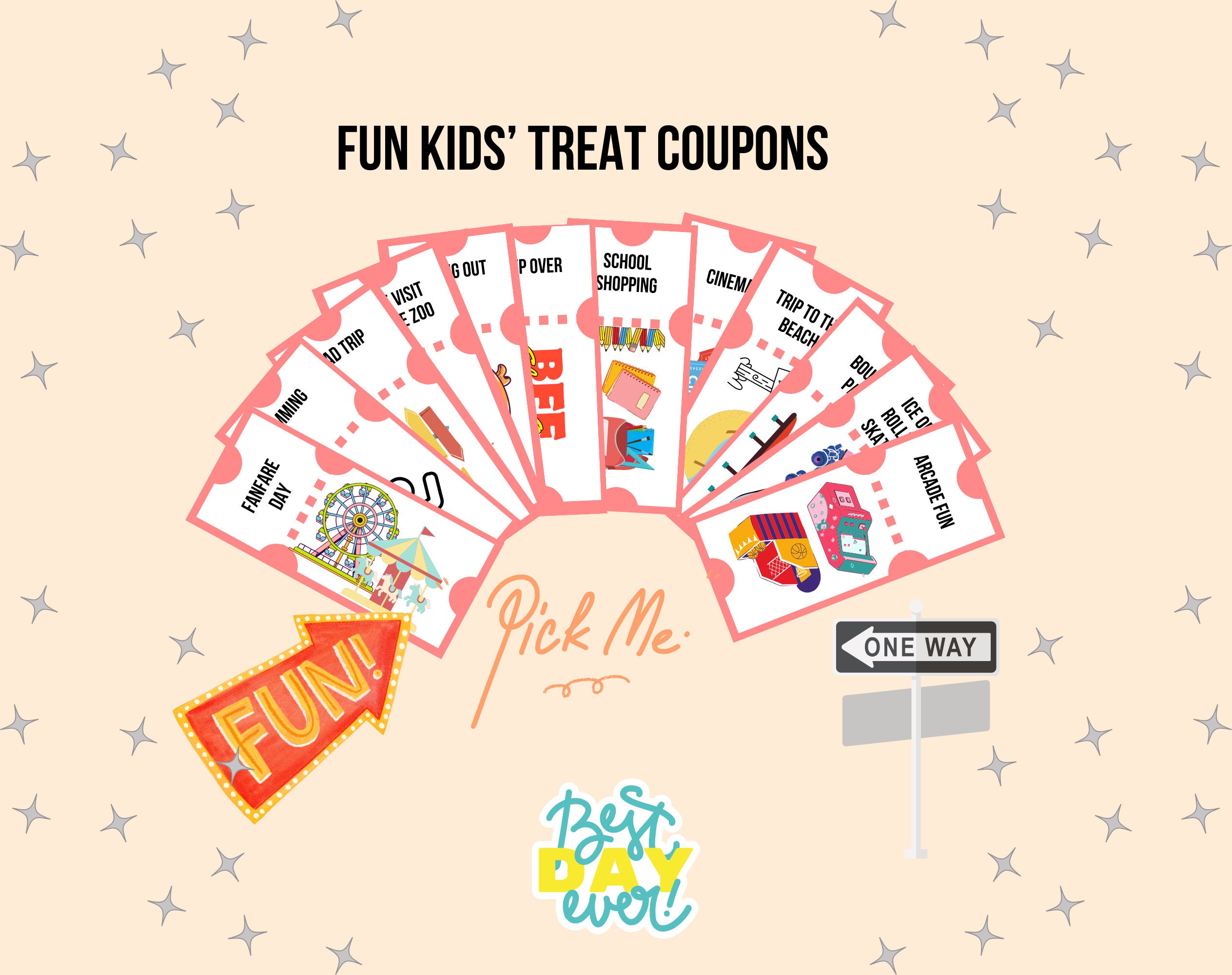 12 Fun Kids Coupons, Reward Vouchers for Kids, Behaviour Treat, Coupon ...