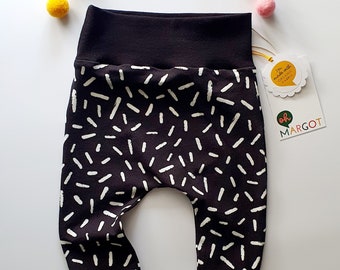 ORGANIC LEGGINGS 0m-4y | monochrome dash | baby trousers | handmade leggings | new baby gift | handmade to order