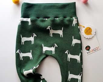 ORGANIC LEGGINGS 0m-4y | dark green dogs | baby trousers | handmade leggings | new baby gift | handmade to order