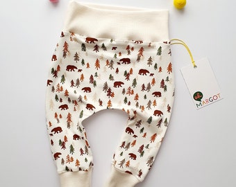 BABY/TODDLER LEGGINGS | forest bear 0-4 years | baby trousers | handmade trousers | new baby gift | handmade to order