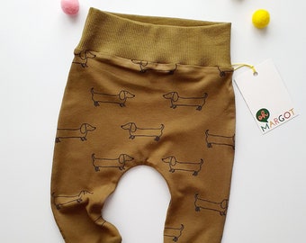 BABY/TODDLER LEGGINGS | dachshund olive 0-4 years | baby trousers | handmade trousers | new baby gift | handmade to order