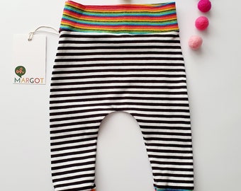 BABY/TODDLER LEGGINGS | rainbow stripe 0-4 years | baby trousers | handmade trousers | new baby gift | handmade to order