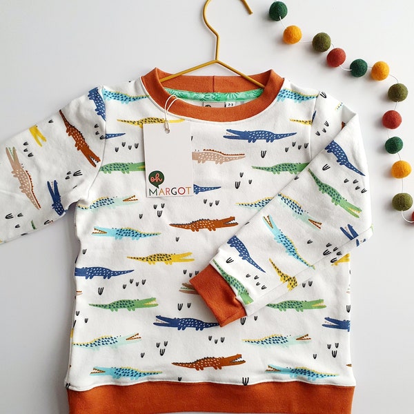 SWEATSHIRT 0-5 YEARS | rainbow crocodiles | baby top | baby jumper | kids' top | gender neutral baby and kids' clothes | handmade to order