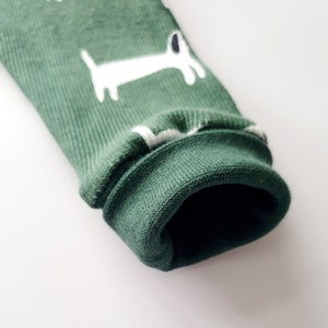 ORGANIC LEGGINGS 0m-4y dark green dogs baby trousers handmade leggings new baby gift handmade to order image 5