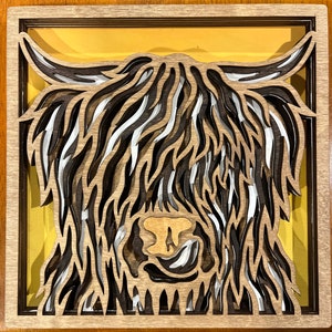 Highland Cow Wall Art / Layered Wood Art / House Warming Gift / Wooden Home Decor
