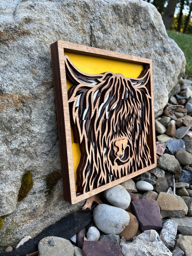 Highland Cow Wall Art / Layered Wood Art / House Warming Gift / Wooden