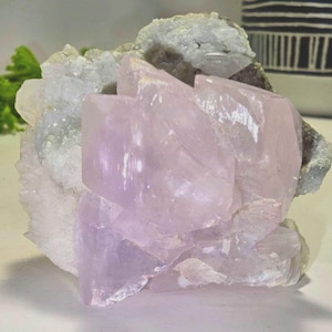 Pink Diamond Calcite on Quartz Matrix | Gemy Soft Pink Crystals | UV Reactive | From China