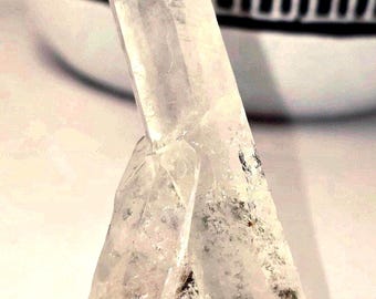 Lemurian Quartz | Clear Quartz Point | Green Inclusions | Miniature Point | Stands Upright | From Tibet