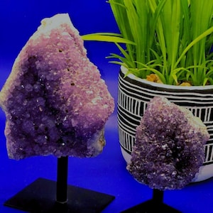 Amethyst Cluster on Metal Stand | Choose Your Amethyst  | Natural Purple Amethyst Crystals | Both From Uruguay