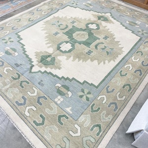 Oushak 8x10 Hand Knotted Rug Modern 6x9 Oushak Rug 5x8 Bedroom Rug Turkish Knots Rug 100 % Woolen Rug Pastel Oushak Rug 10x14 Antique Rug