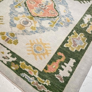 10x14 Oushak rug 8x10 Beige And Gray Turkish knot rug 9x12 Hand-knotted Vintage Antique Oushak Wool Area Rug for Living Room, Dining room.