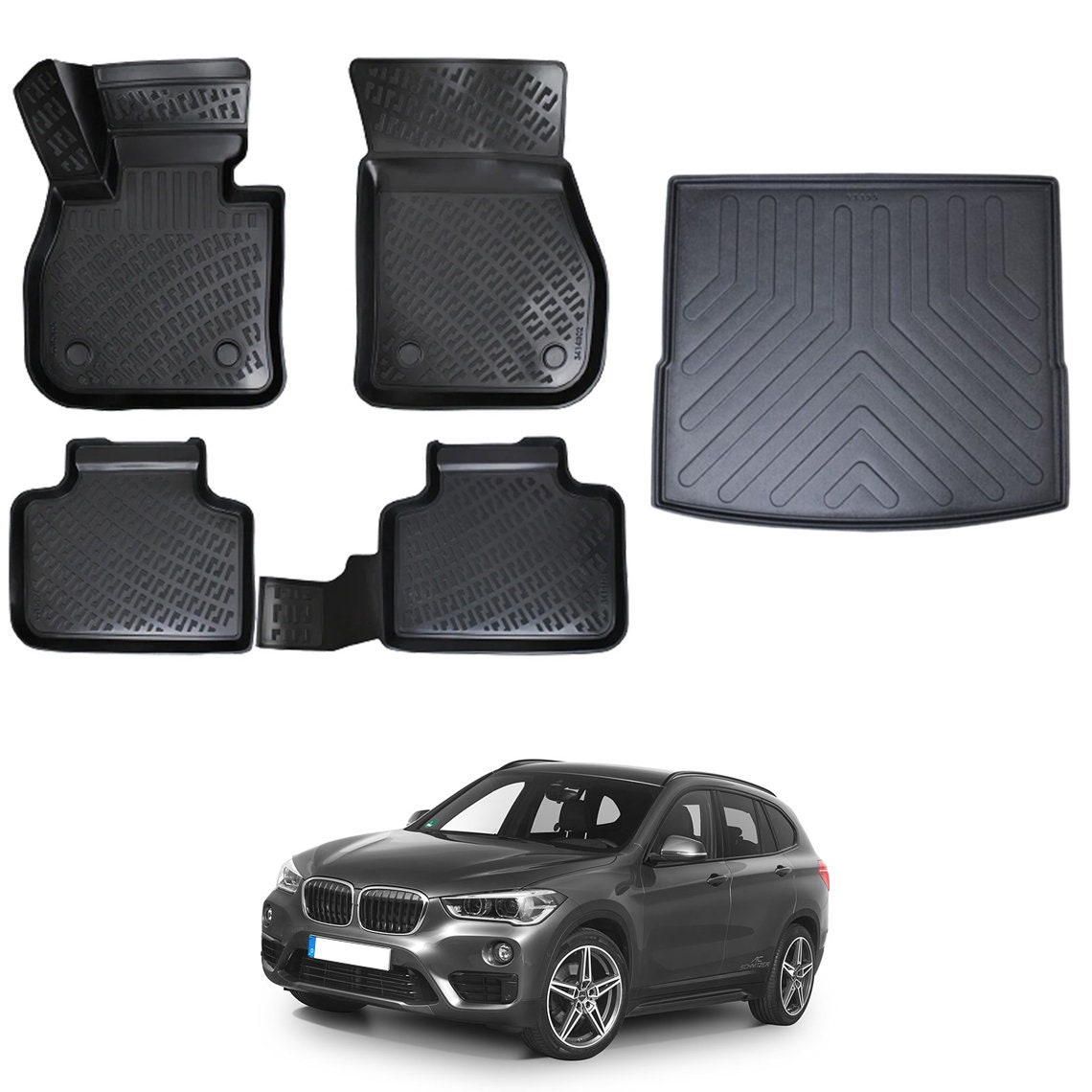 Premium Fußmatten für BMW X1 E84 Velours Autoteppiche Set Doppelnaht M-Desig
