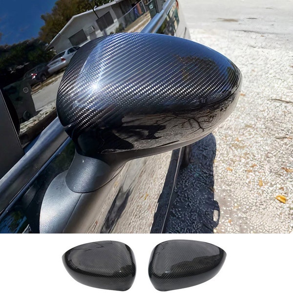 For Fiat 500 2016+ Genuine Carbon Fiber Mirror Cover Cap 2 Pcs