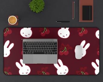 Miffy-Inspired Cherry Desk Mat | Bunny Cherry Mousepad