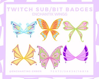 Sub/bit badges - Enchanting Fairy wings - Enchantix - Twitch/Youtube/Tiktok/Discord/Stream/Kawaii/Anime/Fairy