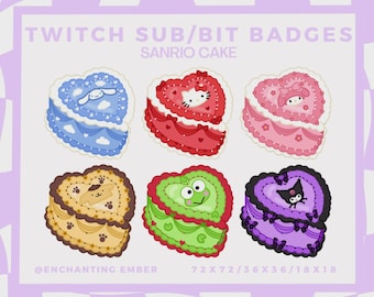 Sub/Bit Badge - Character Heart Cake/bakery bundle - Twitch/Youtube/Tiktok/Discord/Stream/Kawaii